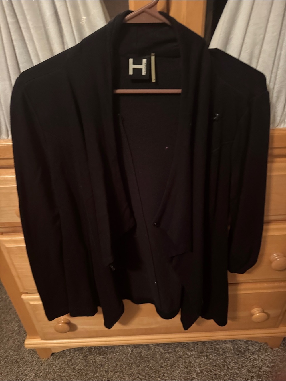 H by bordeaux Black Open-Front Cardigan